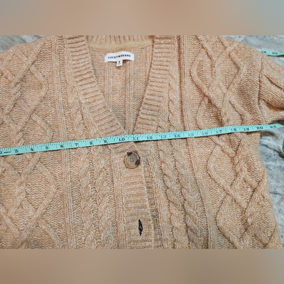Lucky Brand Women's Buttin Front Long Sleeve Camel Color Cardigan Medium - Picture 10 of 12